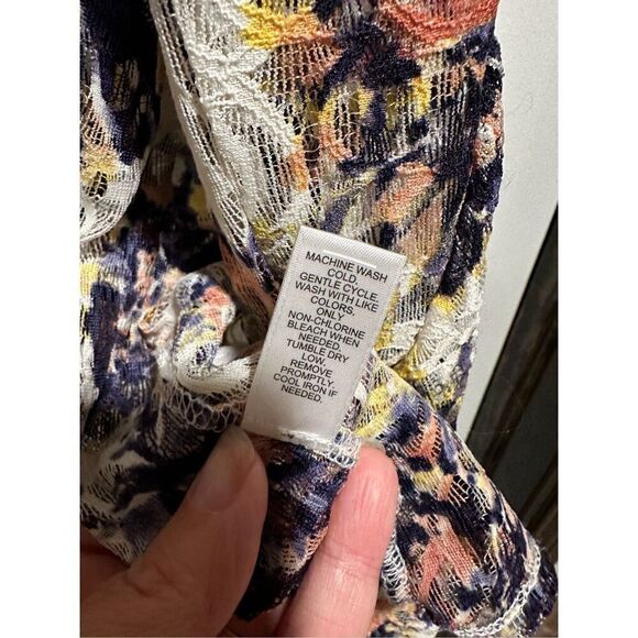 Lace boho romantic flowy duster cardigan kimono S/M oversized - Picture 7 of 8